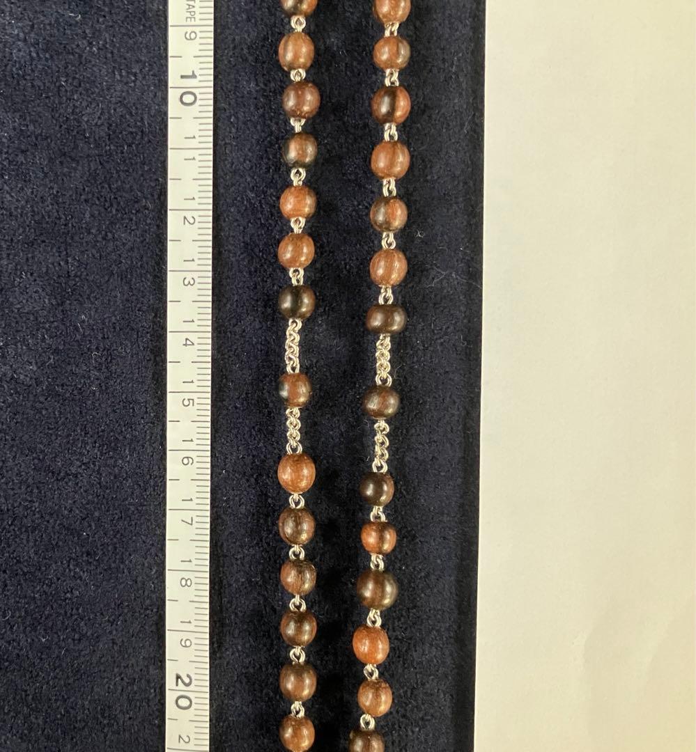 カトリック　ロザリオ　手編み　縞黒檀　長崎編み