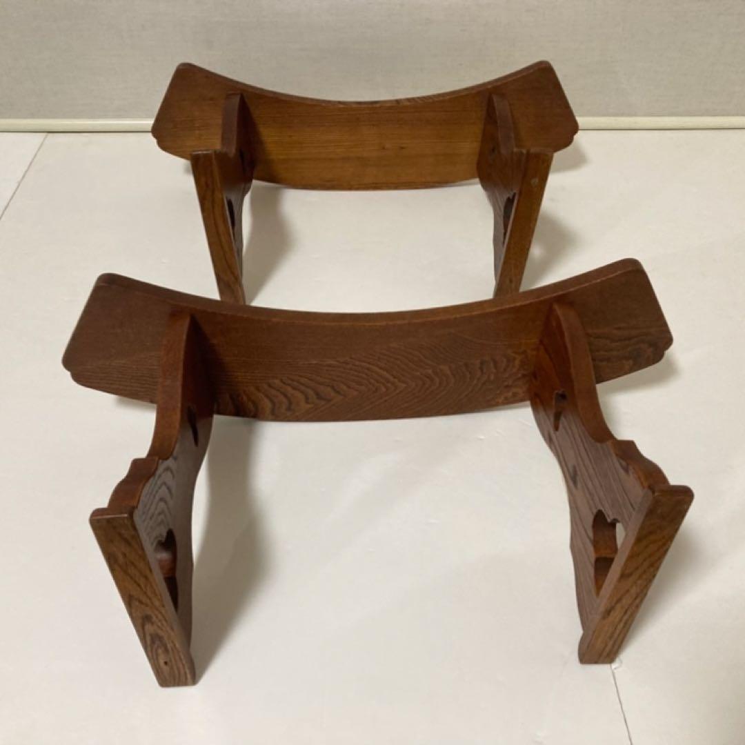 脇息 肘掛け 肘掛け 木製 透かし 2点 和風 家具 インテリア レトロ