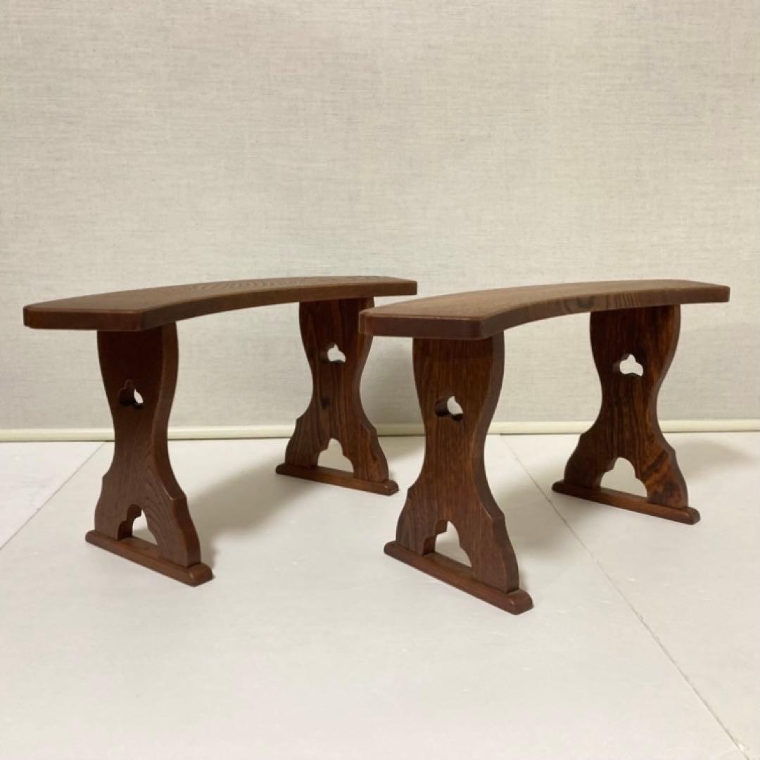 脇息 肘掛け 肘掛け 木製 透かし 2点 和風 家具 インテリア レトロ