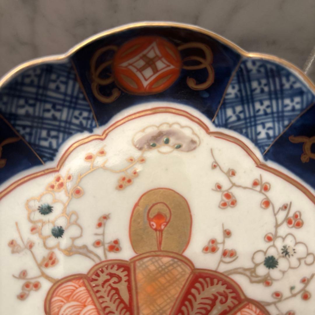 アンティーク江戸後期の鶴や梅、形が美しく、豪華絢爛な古伊万里の