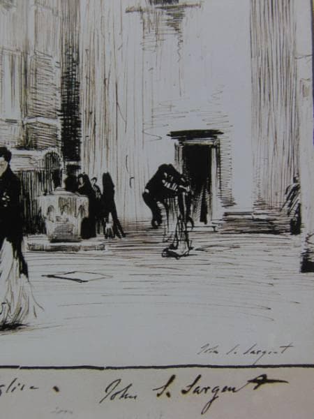 ジョン・シンガー・サージェント、教会の出口、希少な額装用画集より