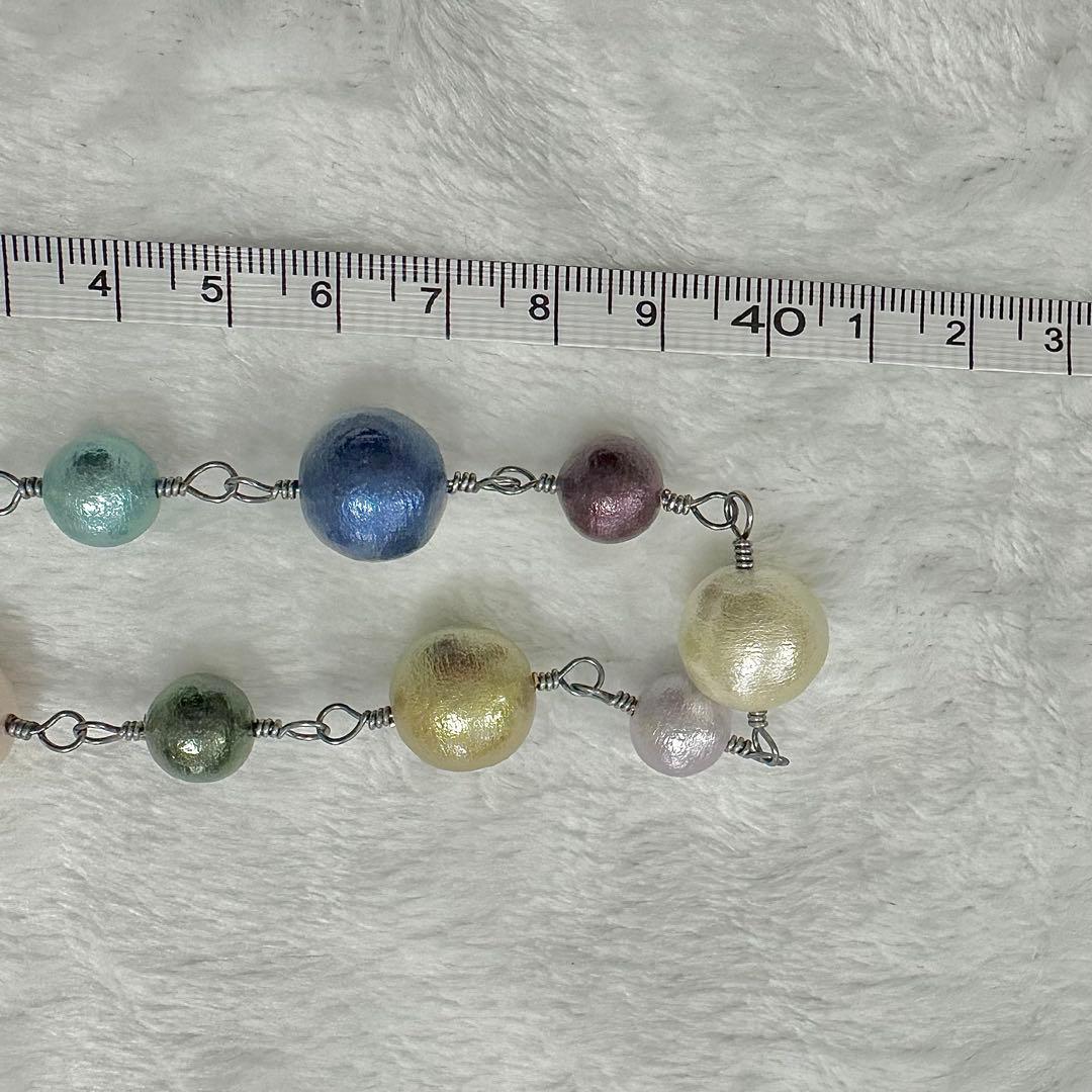 【一点物】多色コットンパールロングネックレス