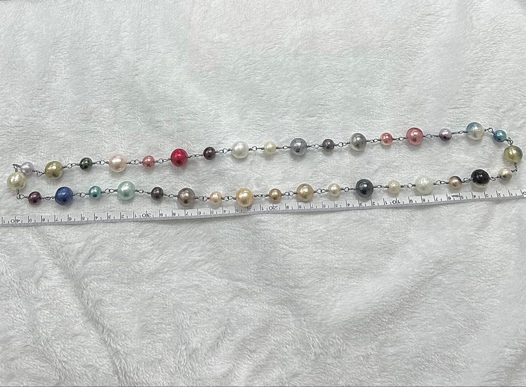 【一点物】多色コットンパールロングネックレス
