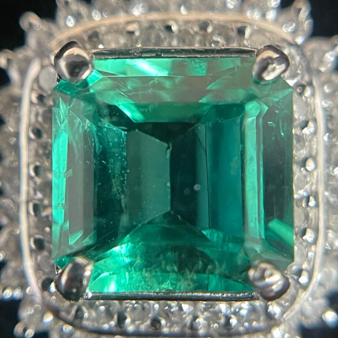 Pt900 エメラルド ダイヤモンド ペンダント