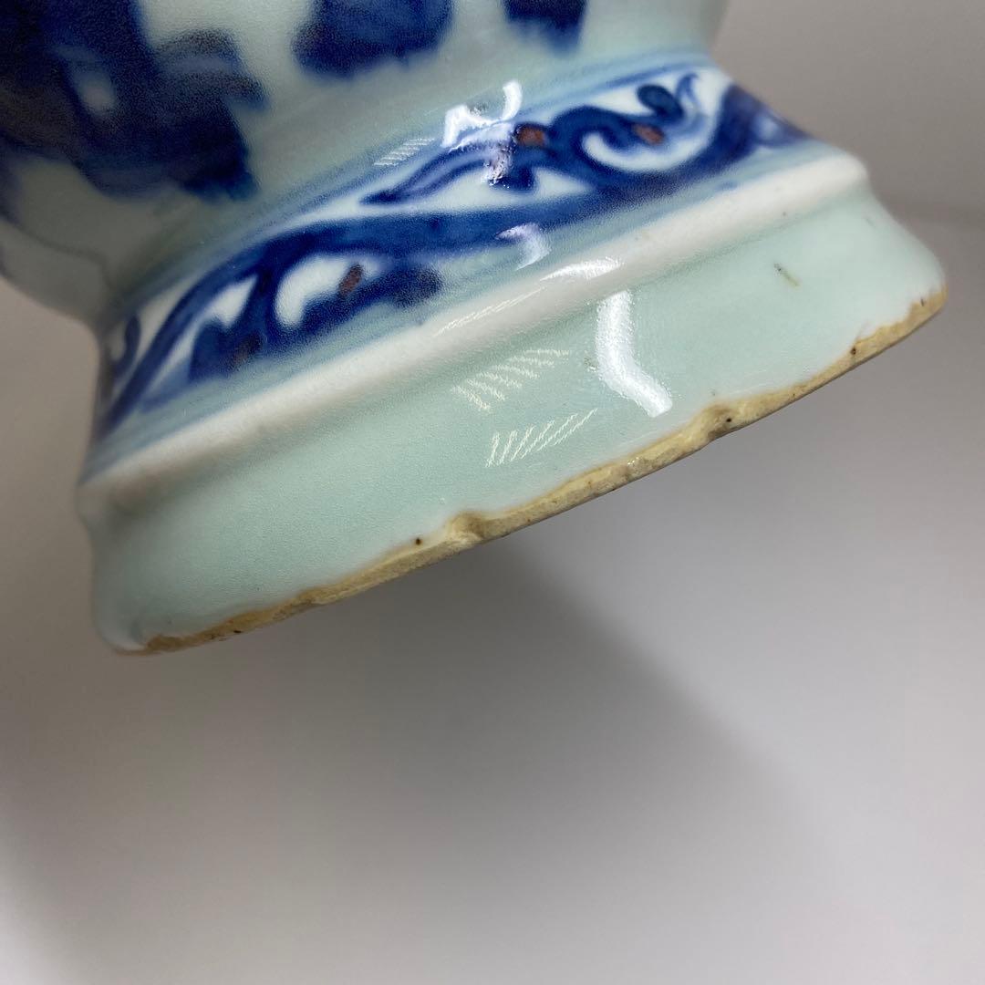 中国清時代 大清光緒年製 釉裏紅人物画花瓶 高さ約24㎝ 東Y7-0331☆2F