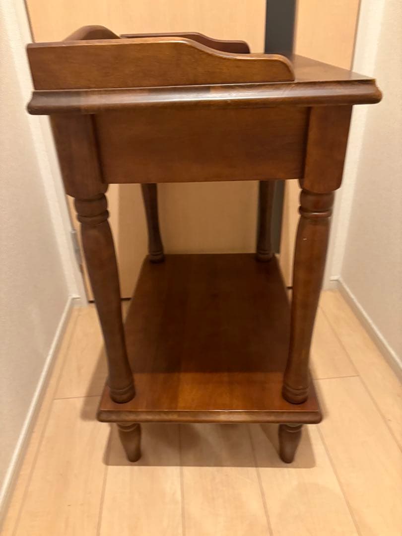 英国アンティーク◾️引き出し付き 飾り棚 ディスプレイ棚 電話台 木製家具