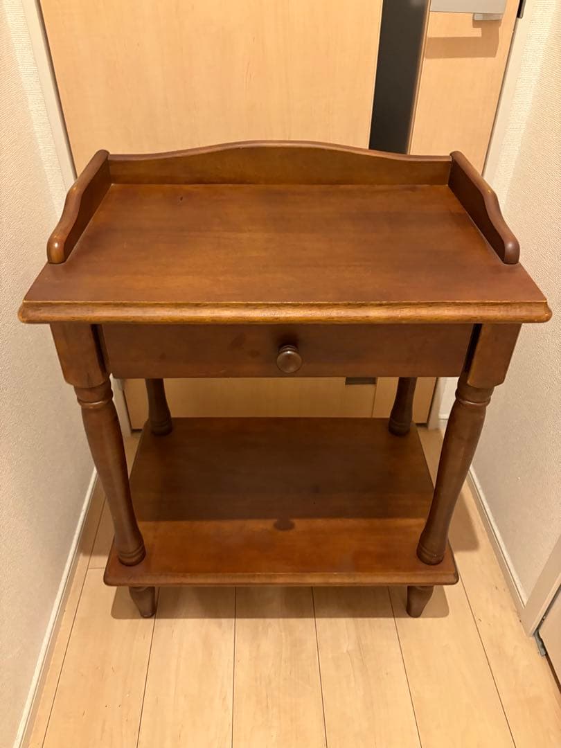 英国アンティーク◾️引き出し付き 飾り棚 ディスプレイ棚 電話台 木製家具