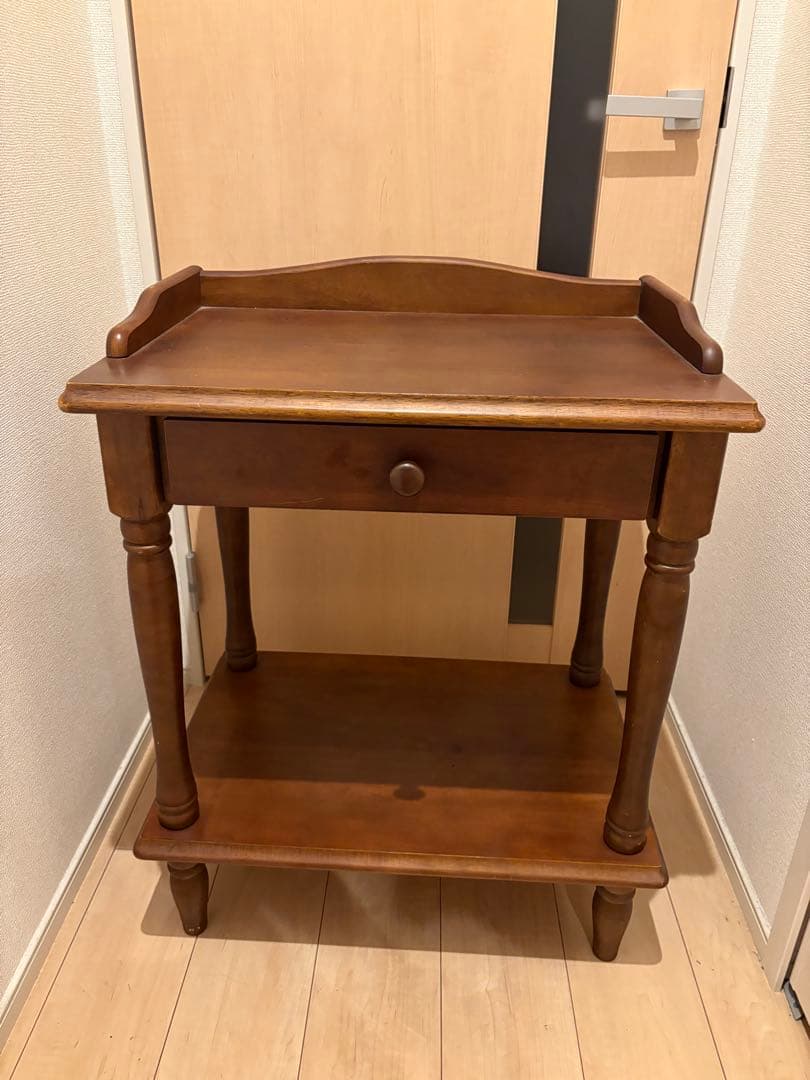 英国アンティーク◾️引き出し付き 飾り棚 ディスプレイ棚 電話台 木製家具