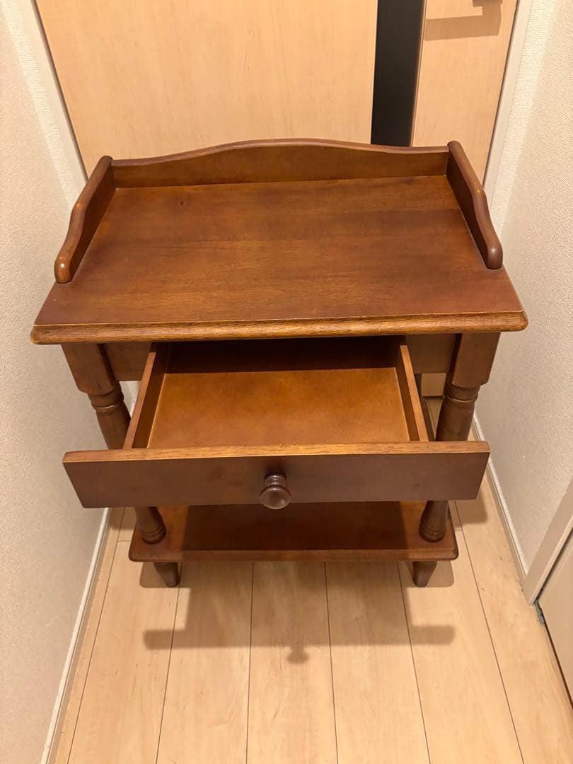 英国アンティーク◾️引き出し付き 飾り棚 ディスプレイ棚 電話台 木製家具
