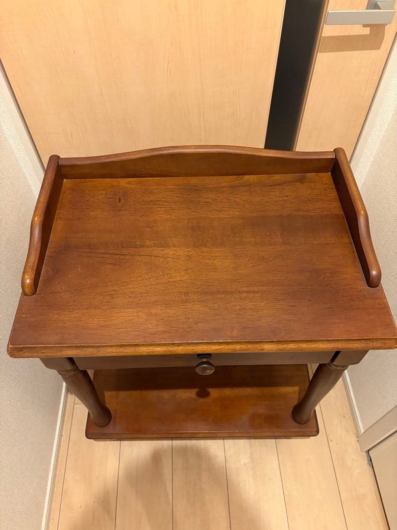 英国アンティーク◾️引き出し付き 飾り棚 ディスプレイ棚 電話台 木製家具