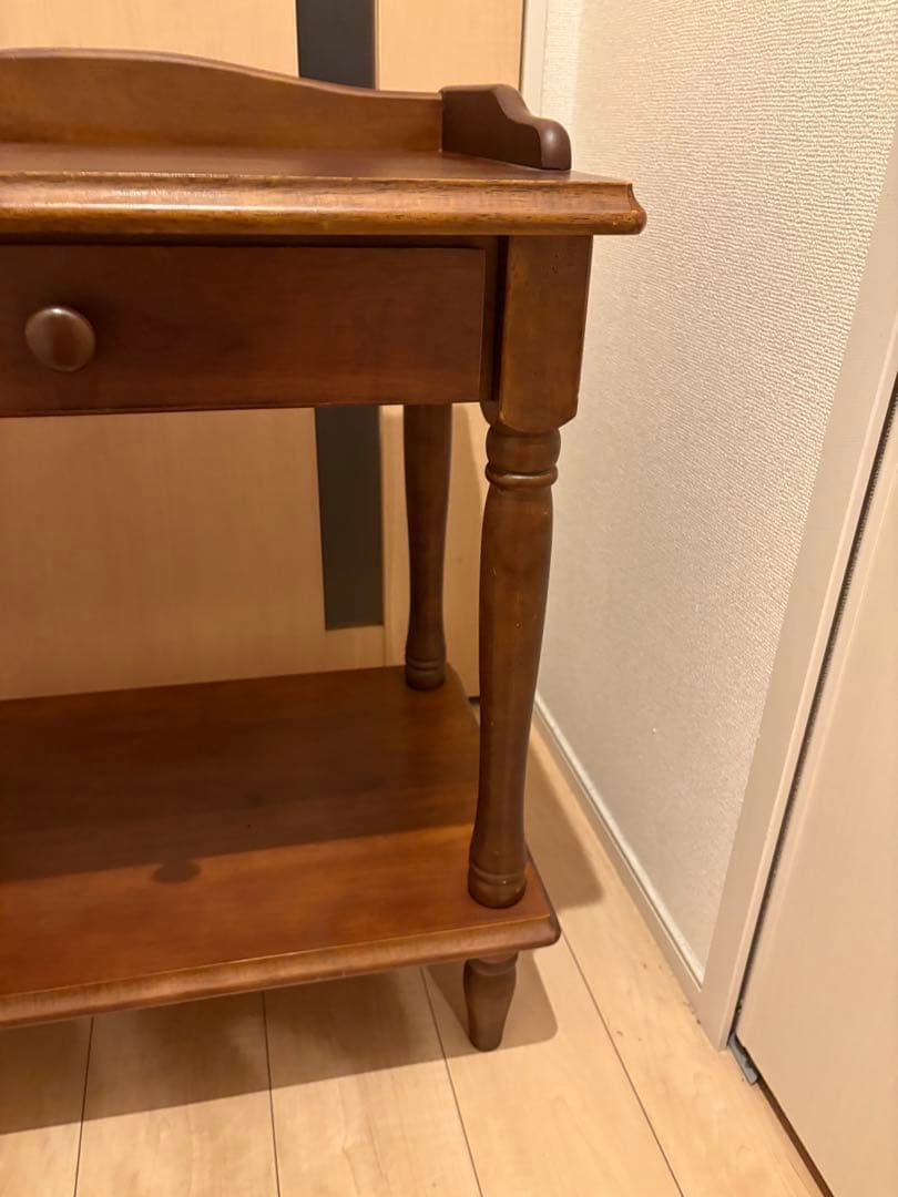 英国アンティーク◾️引き出し付き 飾り棚 ディスプレイ棚 電話台 木製家具