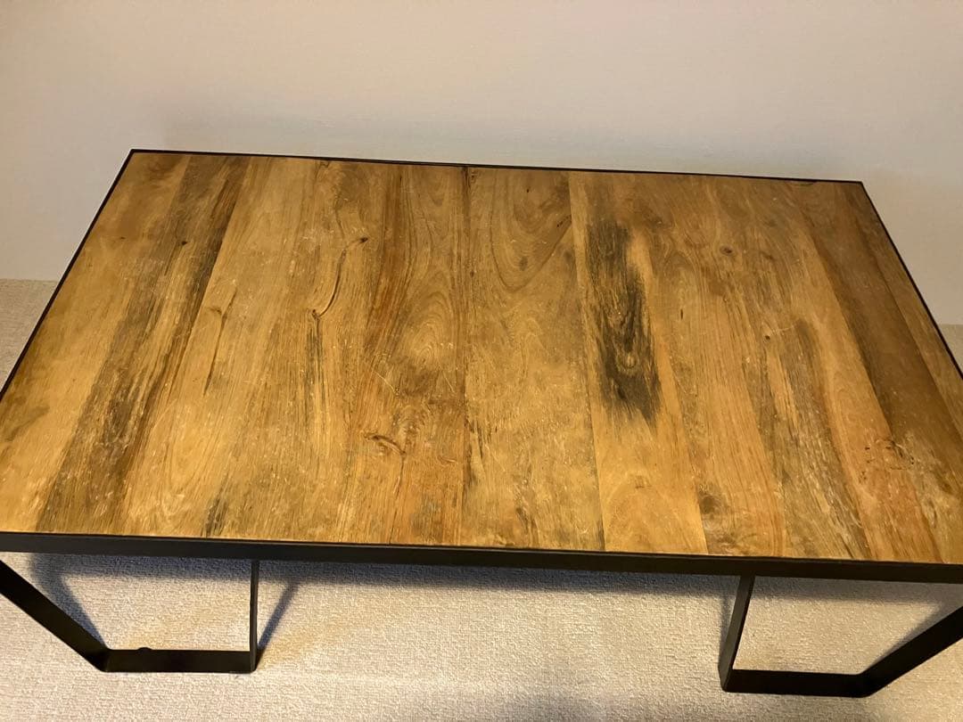 ナチュラルウッド長方形テーブル ブラックフレーム　アイアン