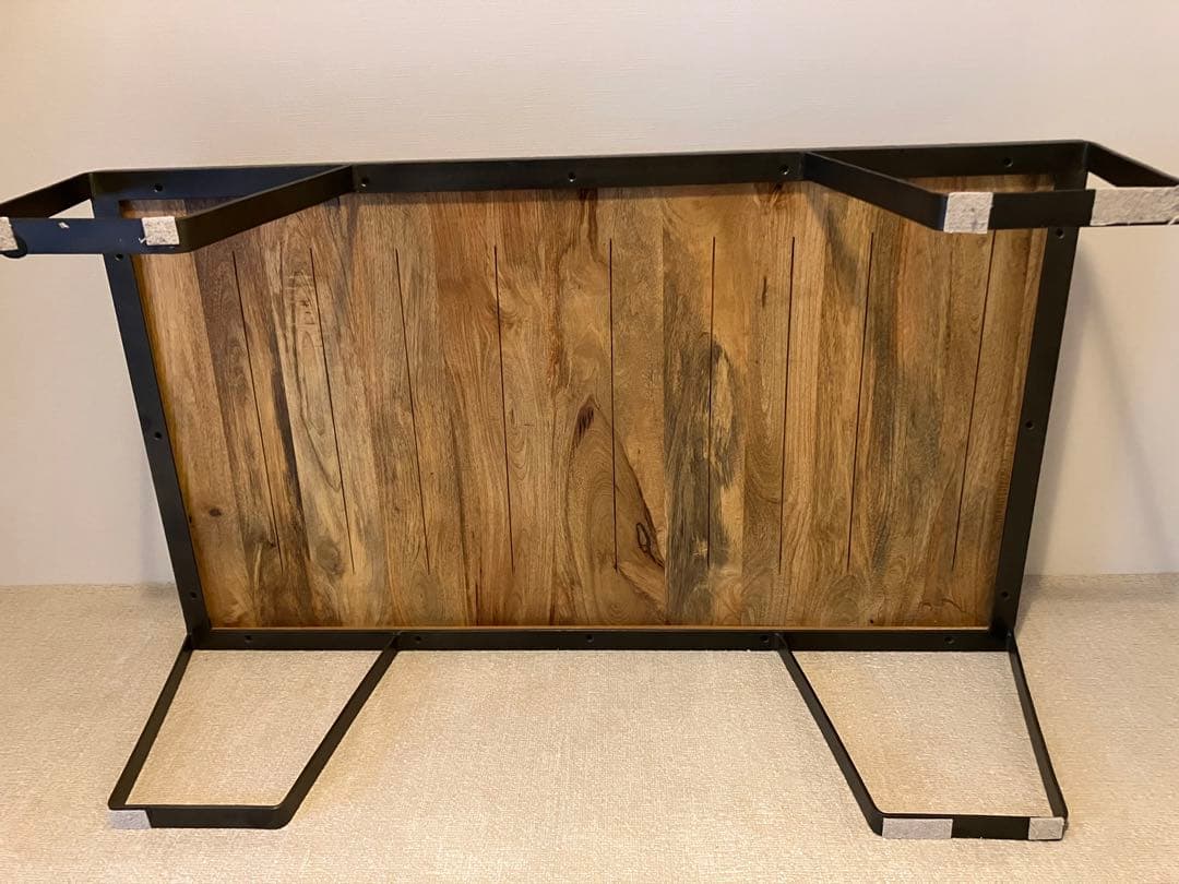 ナチュラルウッド長方形テーブル ブラックフレーム　アイアン