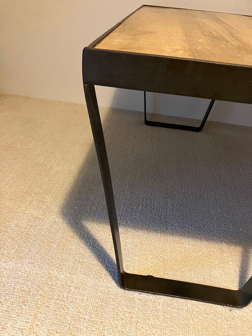 ナチュラルウッド長方形テーブル ブラックフレーム　アイアン