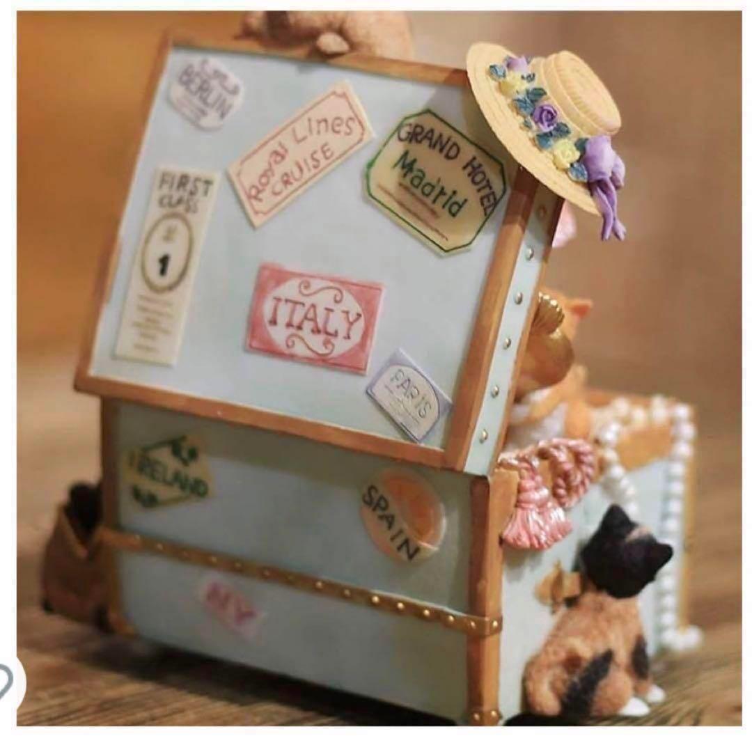 オルゴール 天空の城 樹脂製 猫 インテリア 回転するオルゴール