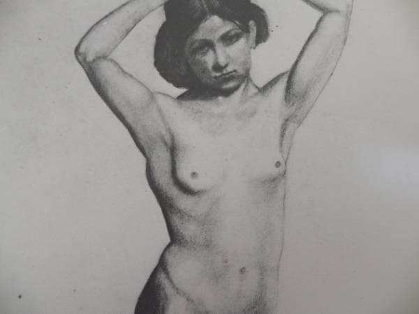 百武 兼行、少女、裸婦、希少画集画、新品額装付、状態良好