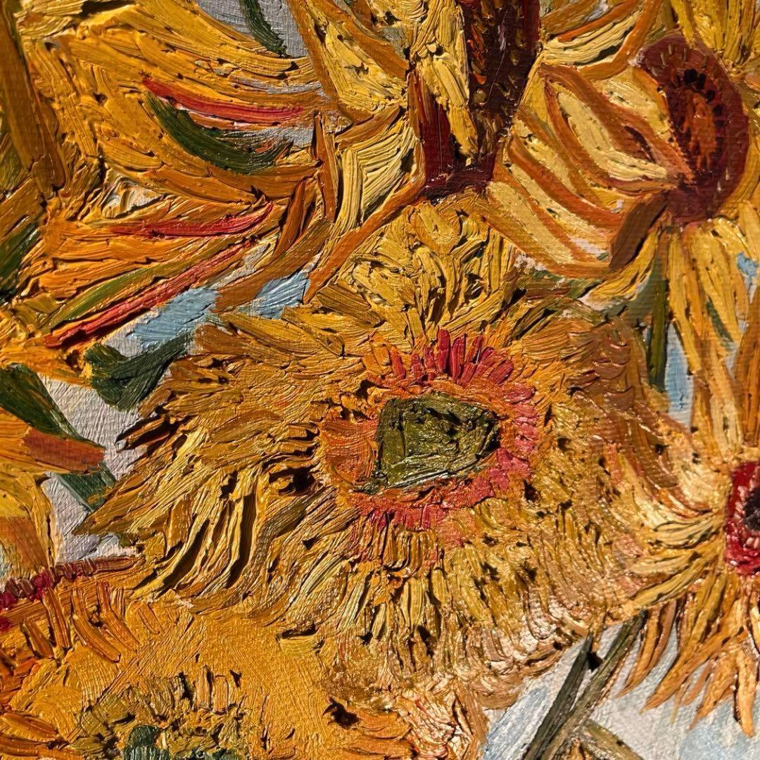 ★特大秀作★ 手書き油絵 ゴッホ ひまわり青 額付き 絵画 インテリア 油彩画