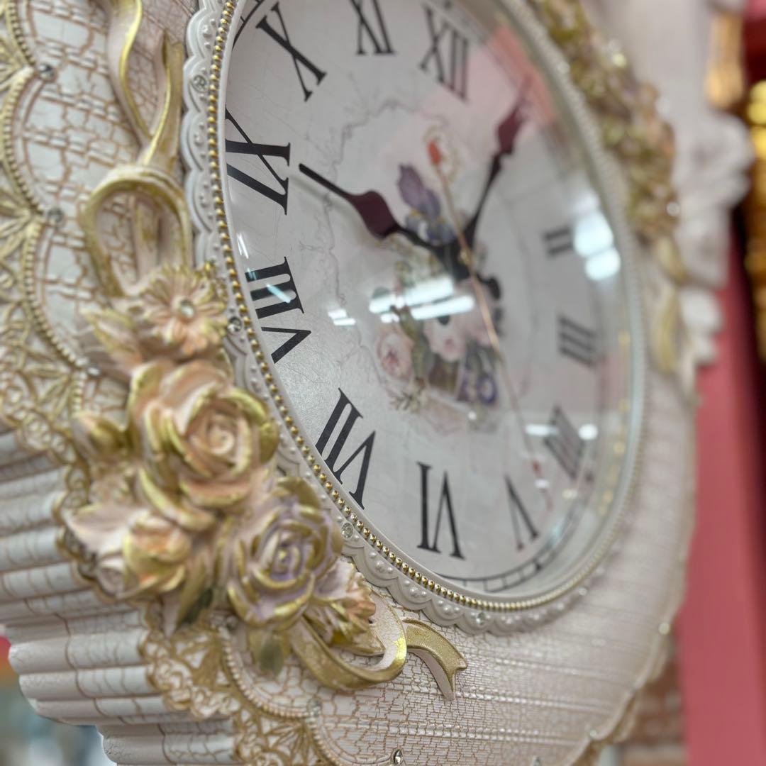 フラワー装飾 両面掛時計 静音時計 豪華 おしゃれ