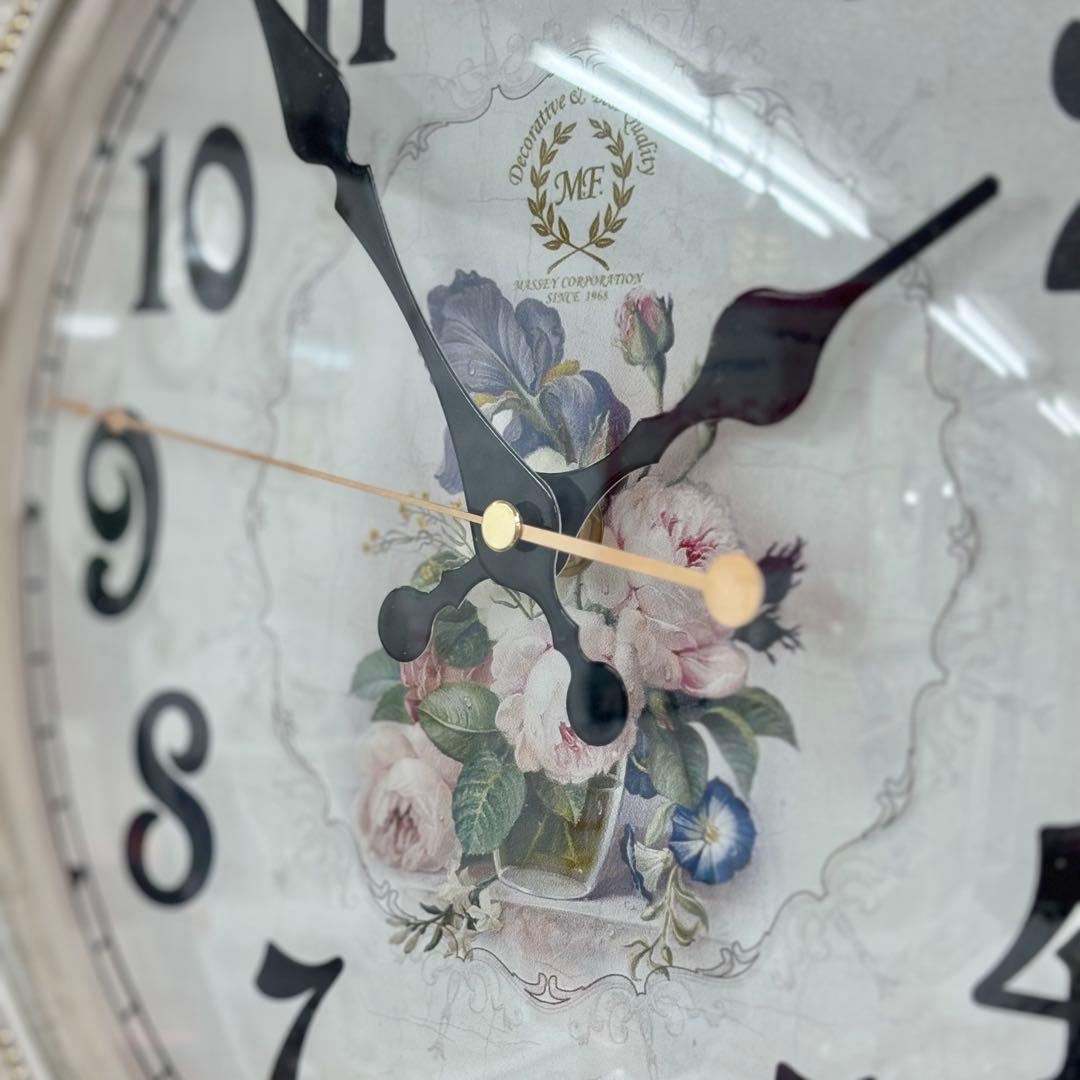 フラワー装飾 両面掛時計 静音時計 豪華 おしゃれ