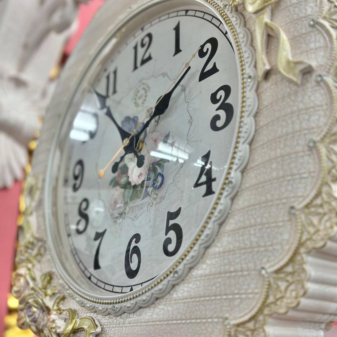 フラワー装飾 両面掛時計 静音時計 豪華 おしゃれ