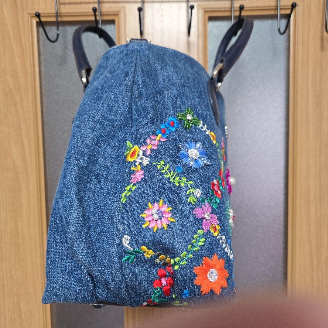 シンクビー刺繍デニムボストンバッグ