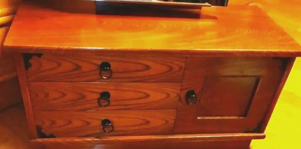 【昭和レトロ】】値下げ♦✰和風鏡台…姿見✰ケヤキ✰カバー付き（おまけ）