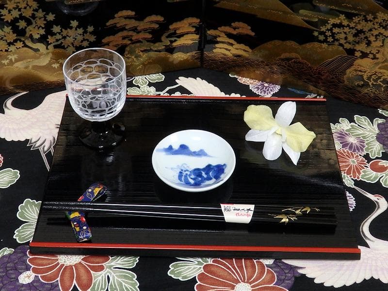 古伊万里　染付　笛吹童子に牛の図　豆皿　C873AS-BWn