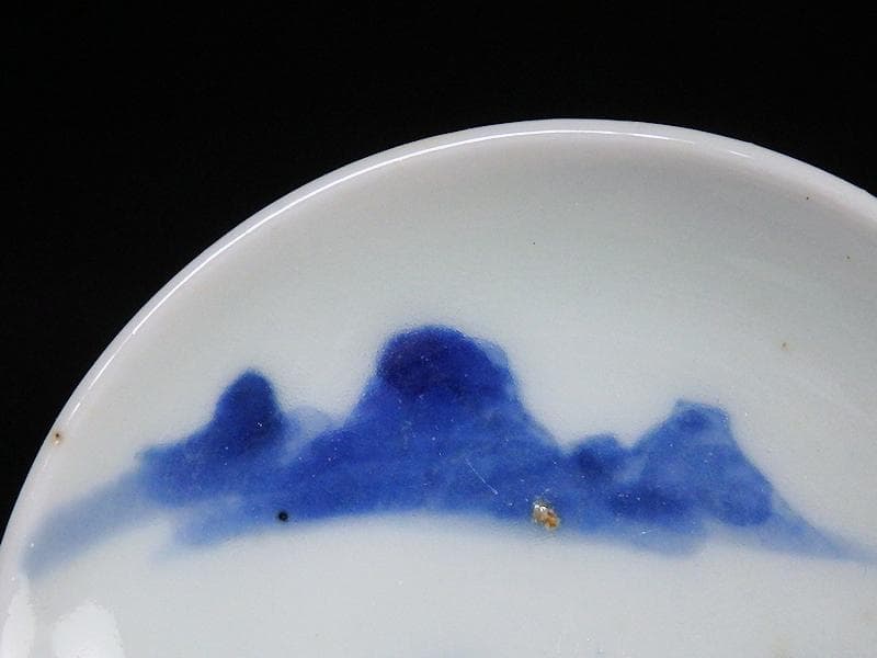 古伊万里　染付　笛吹童子に牛の図　豆皿　C873AS-BWn