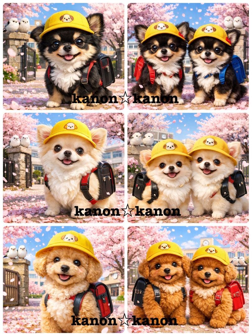 P464 パネル生地 チワワ プードル 18×18 6枚1セット - メルカリ