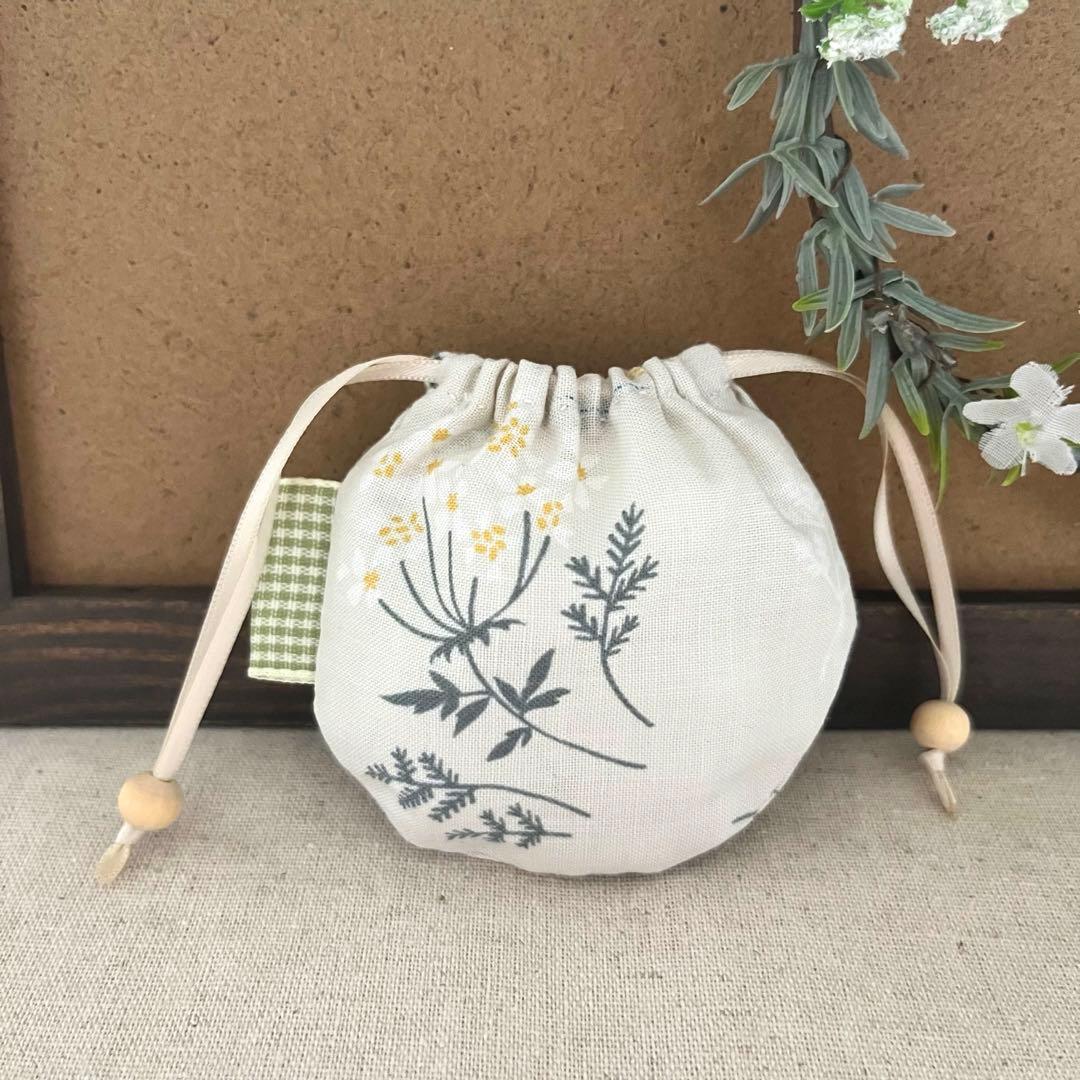 2405-25 手のひら巾着サシェ 香り袋 レースフラワー SOLD→ご注文OK