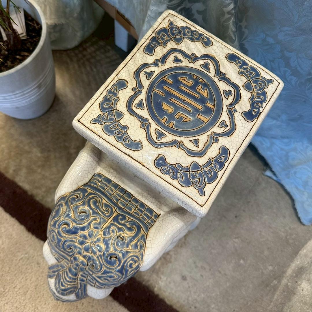 iΦ【2個セット】象 陶器製 置き物 花台 フラワースタンド オブジェ 鉢