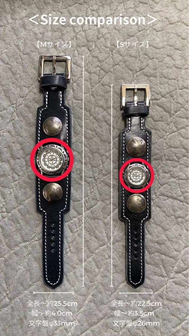 レザー腕時計　メンズ（Mサイズ）　ブラウン　ブレスレットウォッチ　文字盤ブラック