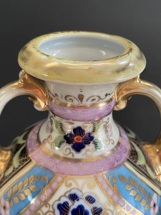 オールドノリタケ　花柄花生