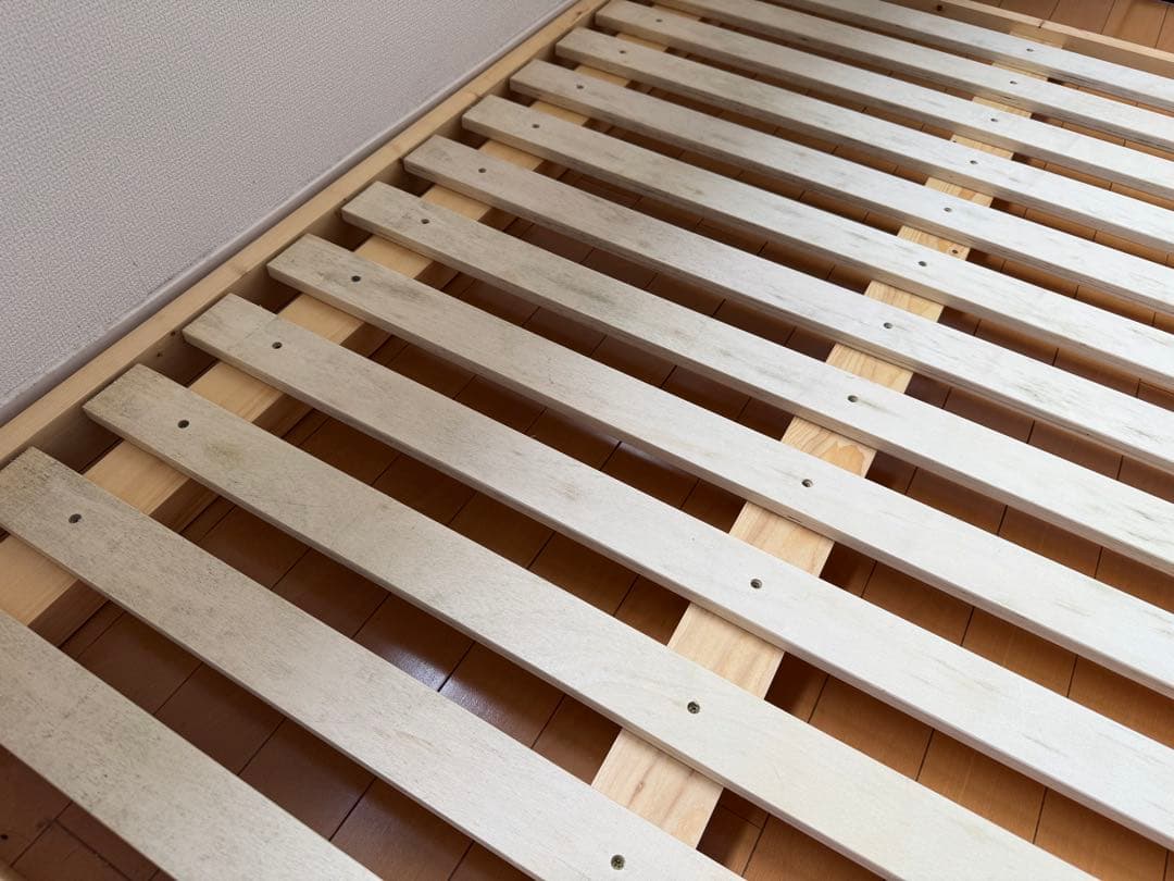 ナチュラルすのこベッド 高さ調整可能 マットレス付き