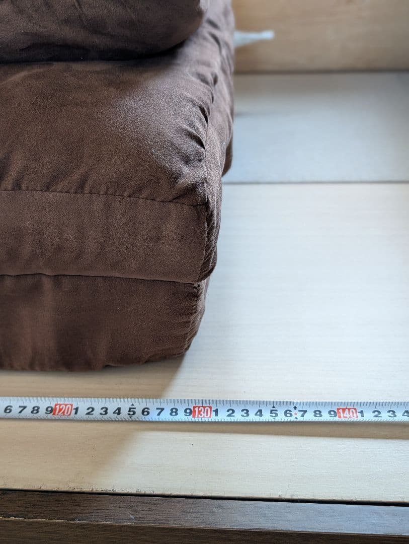 ブラウン ソファベッド ロールクッション付き