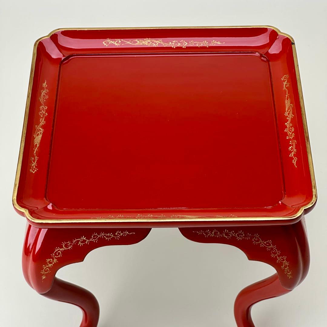 江戸期 朱漆脚付お膳台・供物台 元治元年箱書 骨董品 アンティーク