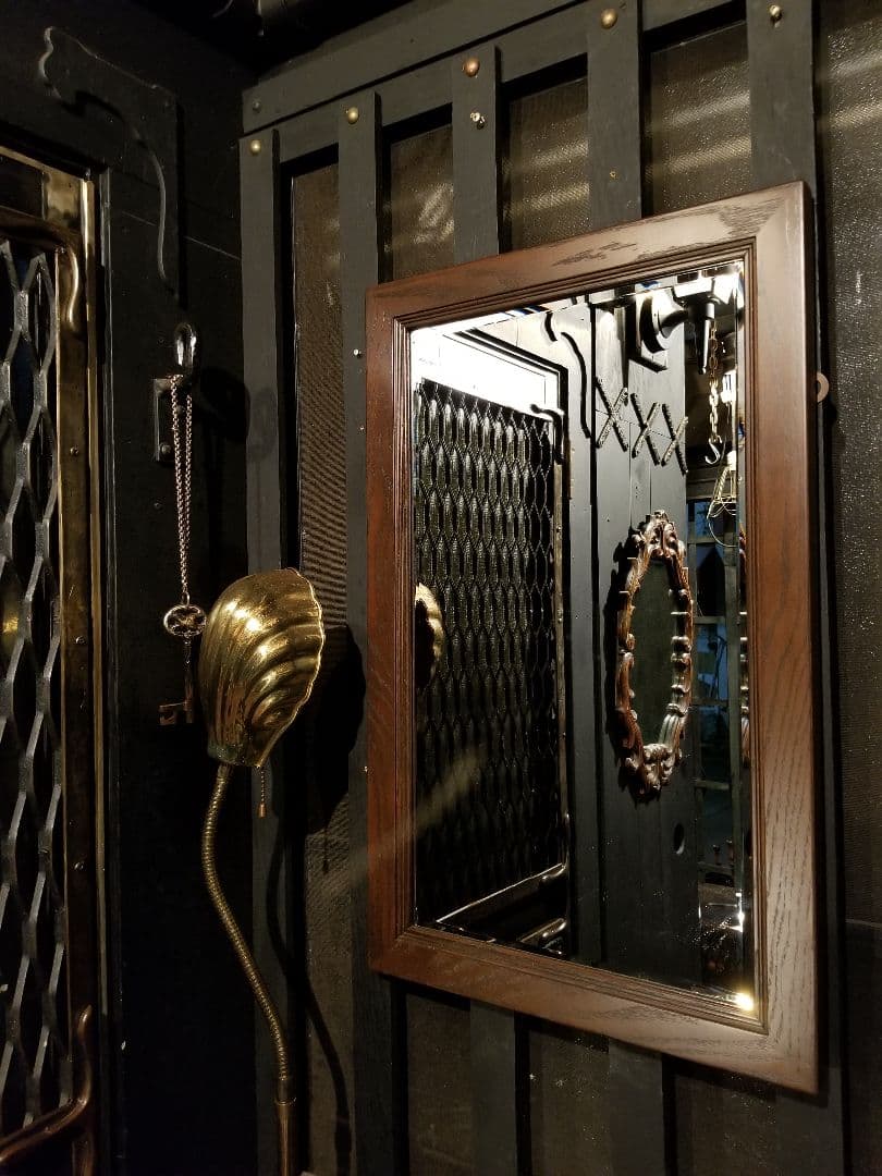 ブリティッシュ　ヴィンテージ　オーク　無垢材　フレーム　ウォール　ミラー