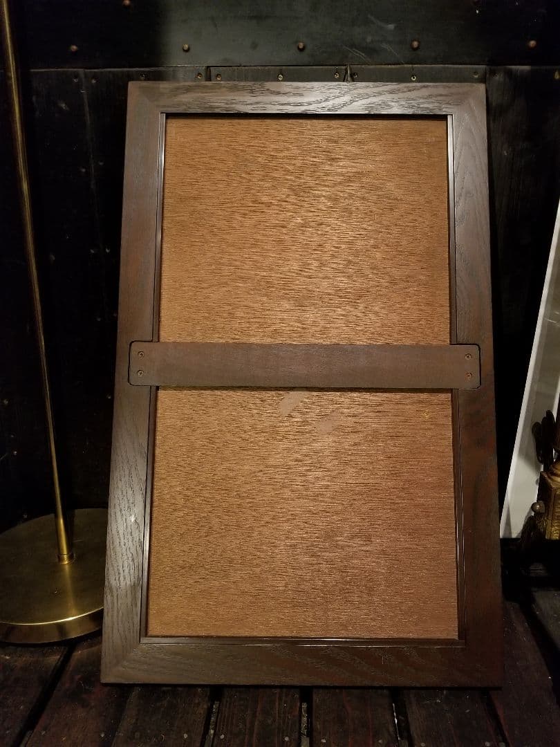 ブリティッシュ　ヴィンテージ　オーク　無垢材　フレーム　ウォール　ミラー