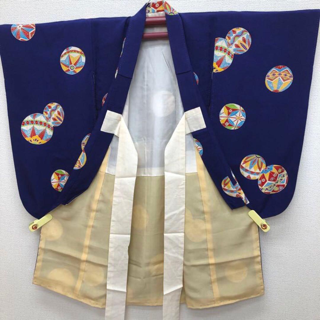 正絹　着物　七五三　3歳　女の子　一つ身　手毬　子供