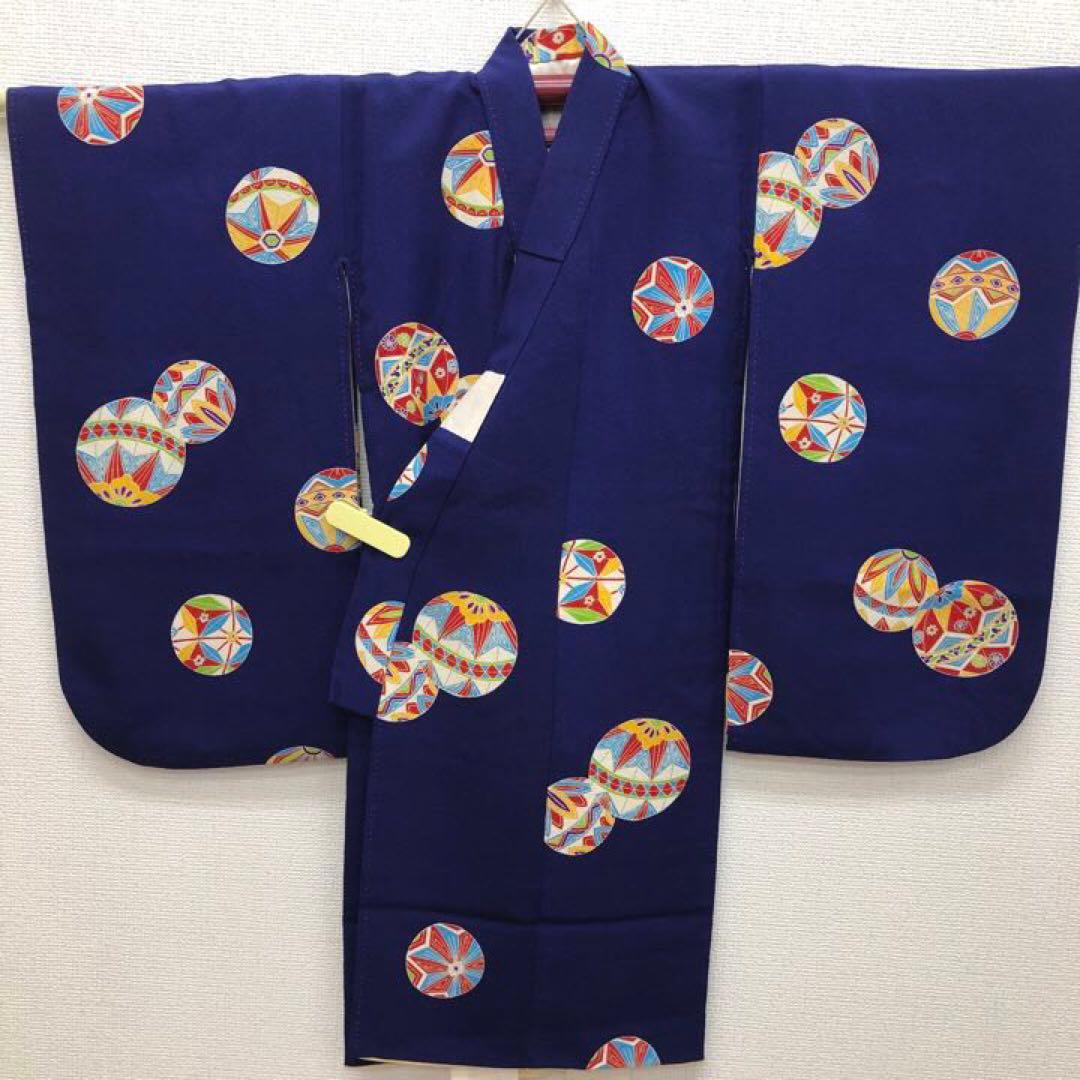 正絹　着物　七五三　3歳　女の子　一つ身　手毬　子供