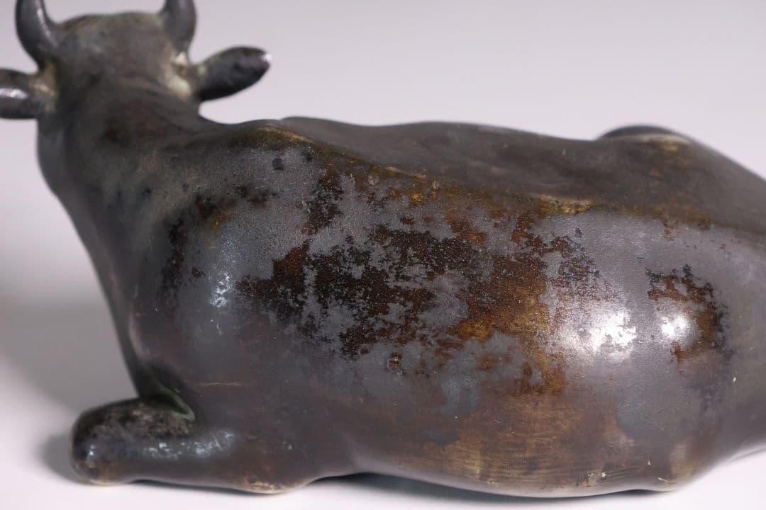 古銅 牛 置物 658g 金工 銅製 時代【MA831】