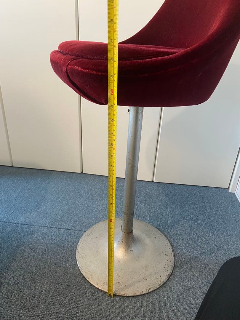 喫茶店　バー　チェア　ワインレッド ベルベット　レトロ　ミッドセンチュリー