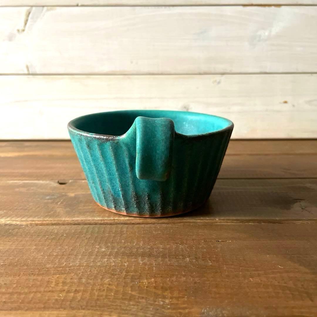 益子焼 シャビーターコイズしのぎスープカップ2個 - メルカリ