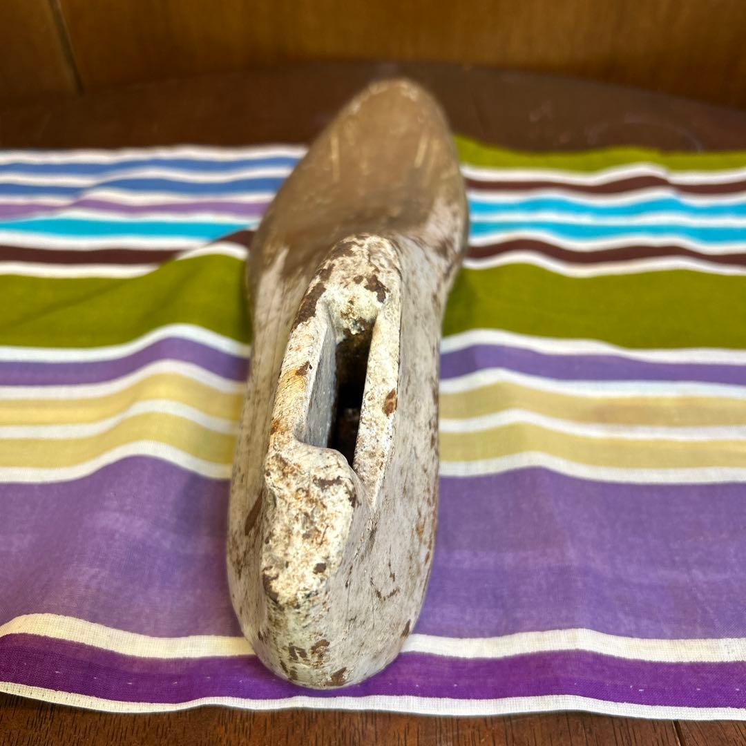 レアフランスアンティーク白のアイアン製/鋳物　靴型ドアストッパー/置物/オブジェ