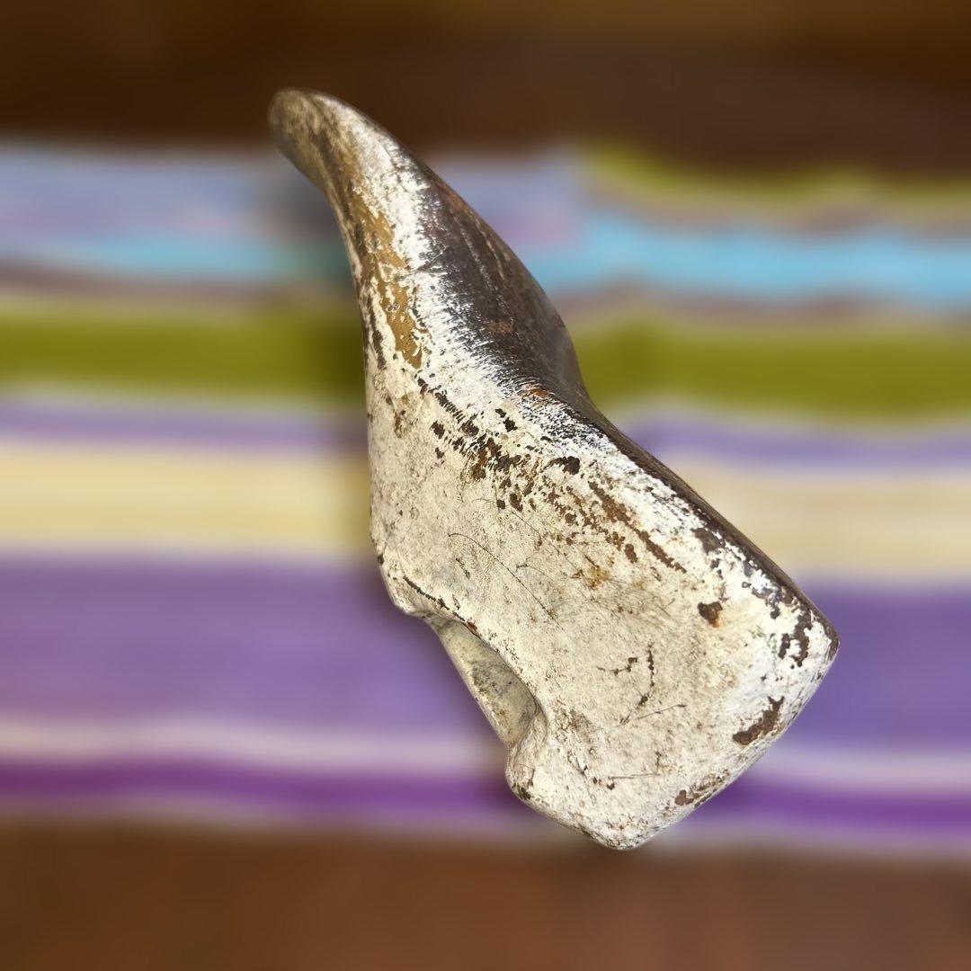 レアフランスアンティーク白のアイアン製/鋳物　靴型ドアストッパー/置物/オブジェ