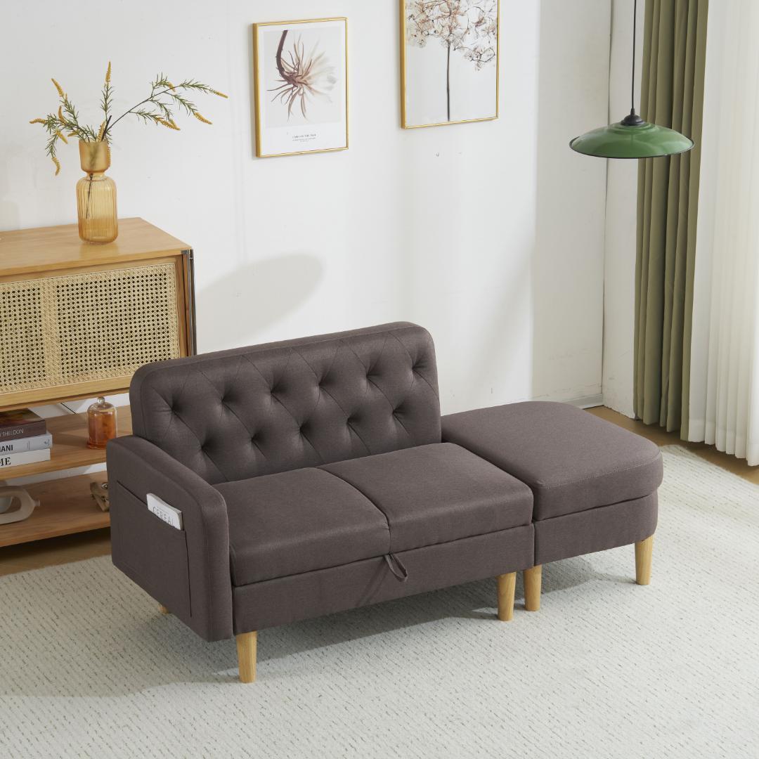 ソファ　 ソファー　カウチソファ　2人掛け オットマン付き　多機能ソファ