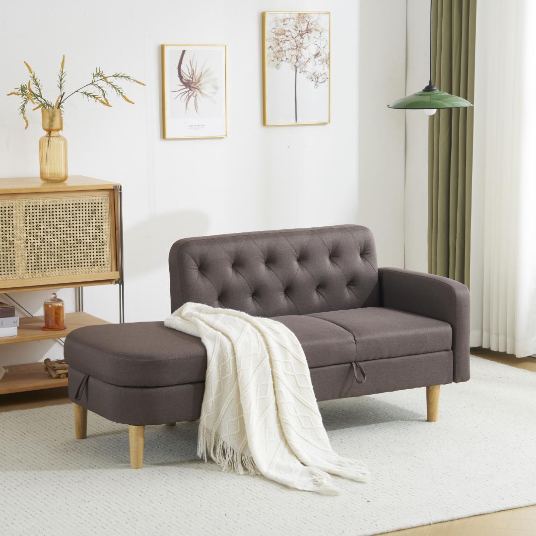 ソファ　 ソファー　カウチソファ　2人掛け オットマン付き　多機能ソファ