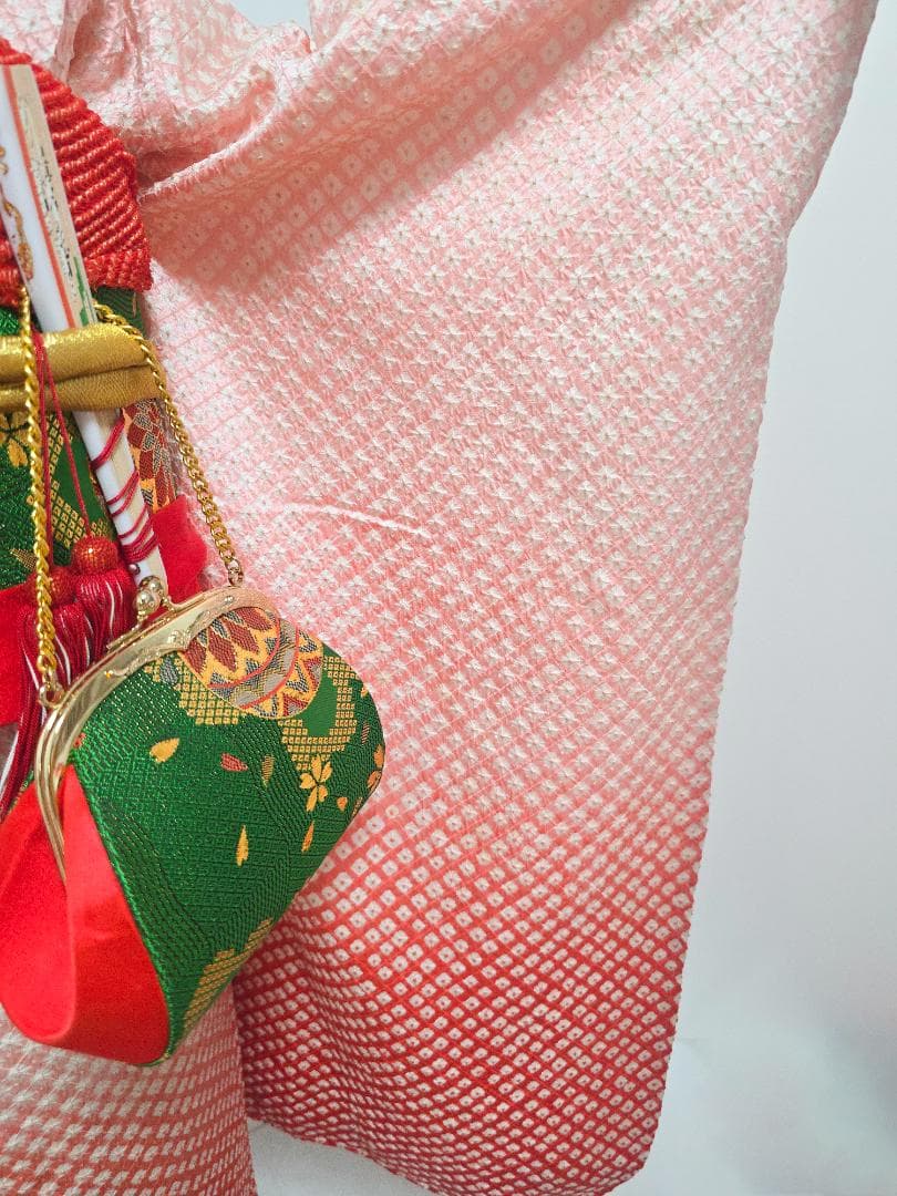 七五三　7歳　正絹　総絞り　着物　セット　女の子 *c76