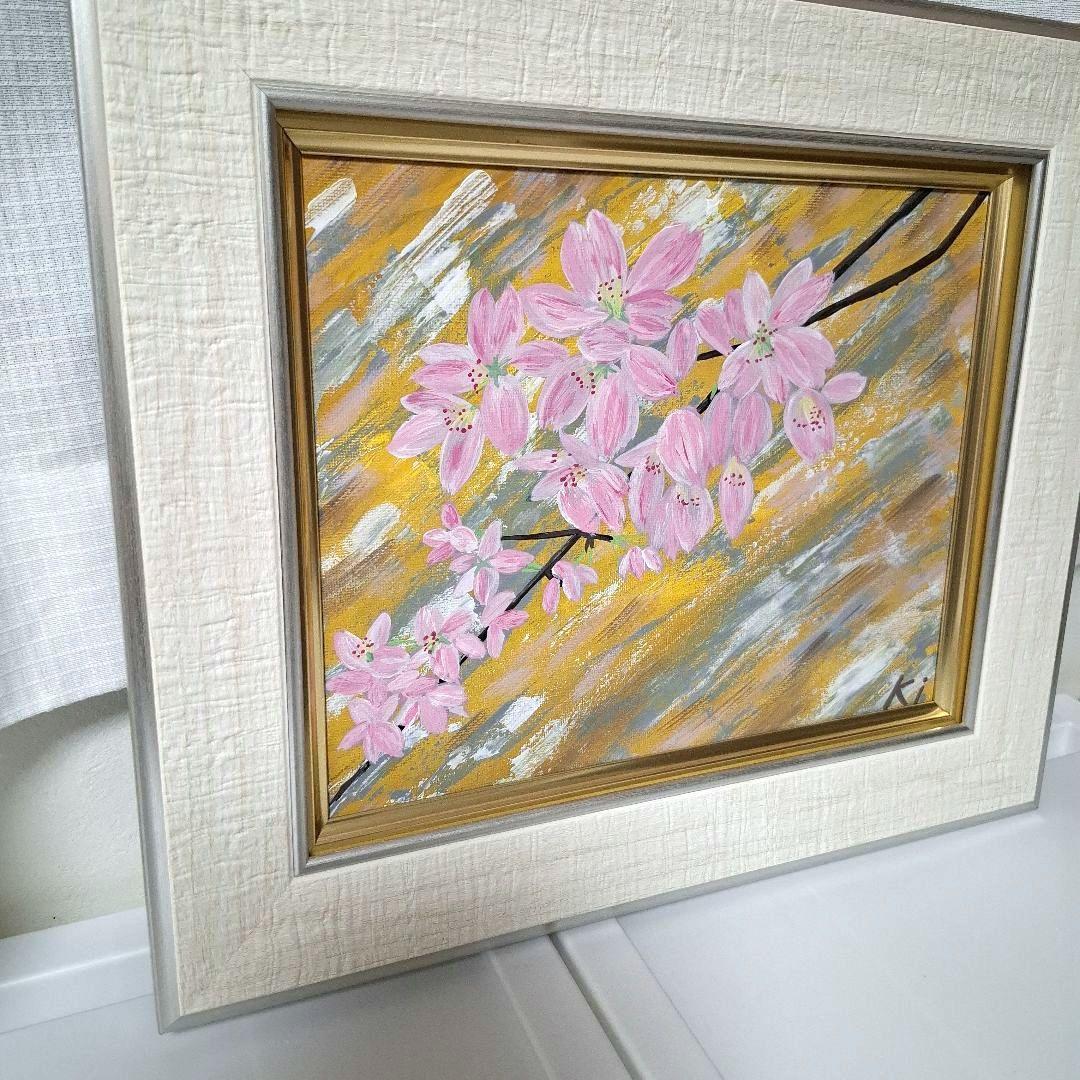 桜の花の絵画 アクリル画 F3号 キャンバス 原画 アート 風景画 - メルカリ