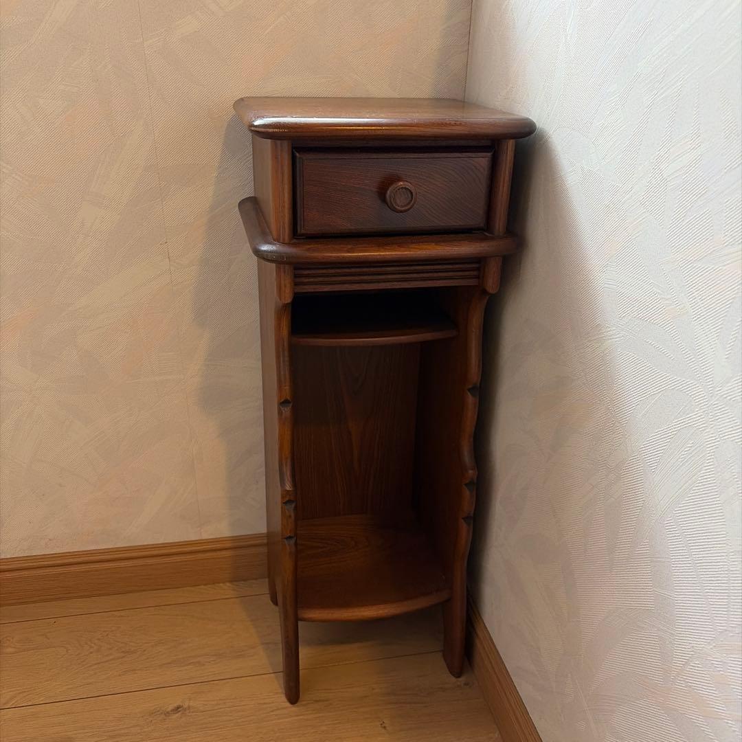 カリモク レトロ 木製電話台 花台 飾り台